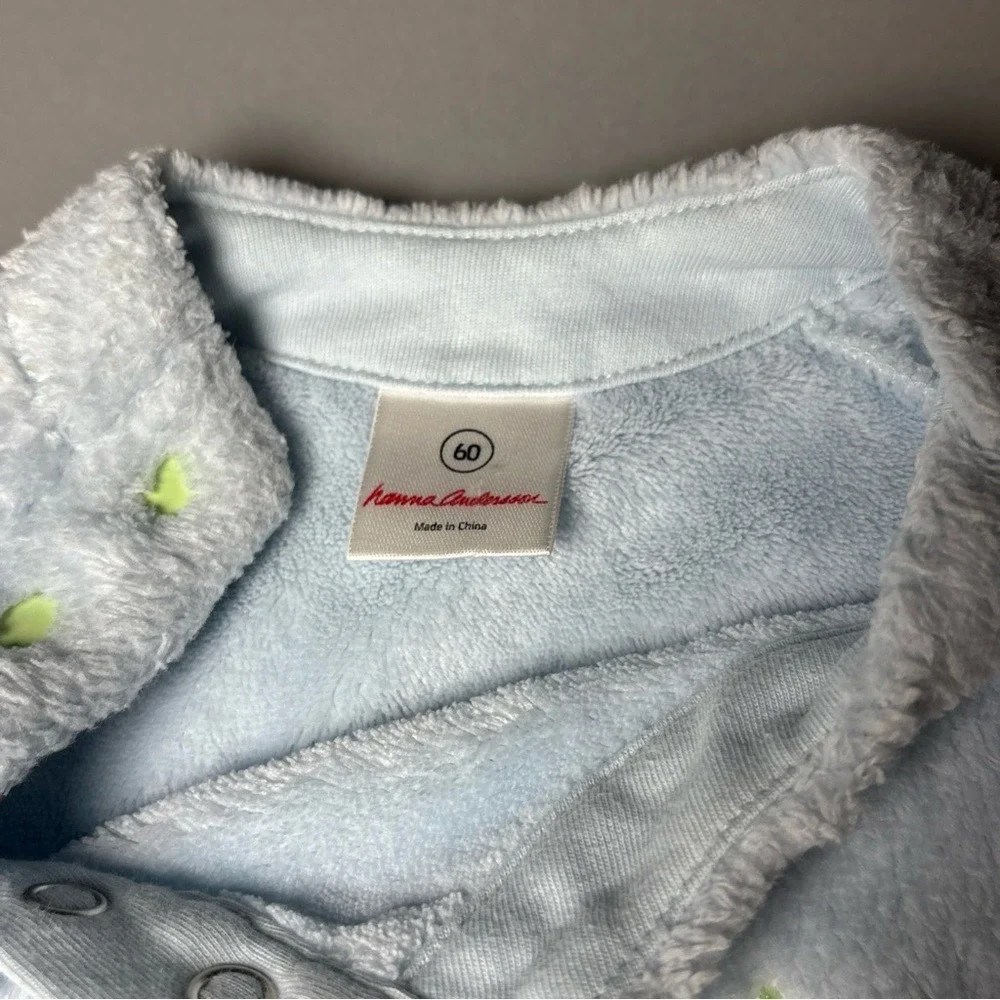 Hanna Andersson Fleece Star Pullover Light Blue Snap Shoulder Top Size 3-6 Month
